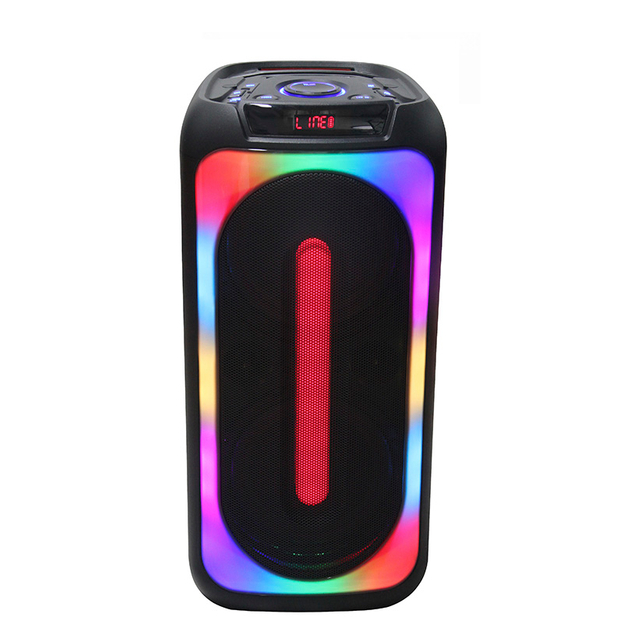 2022 TWS Dual 8 pulgadas inalámbrico BT Karaoke portátil PA PRO altavoz recargable con luz LED de discoteca de moda